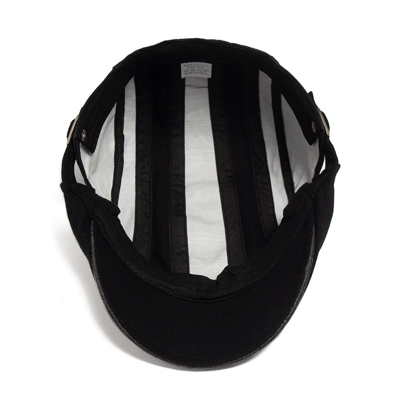 Baskenmütze für Männer und Frauen, schlichter, kunstvoller englischer Entenschnabelhut, gewaschene reine Baumwolle im Patchwork-Stil_voghion.com