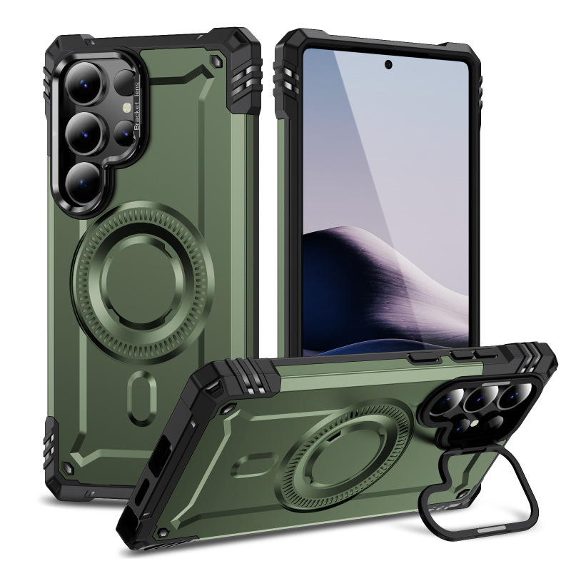 対外貿易金軍備スタンド磁気吸引携帯ケースはサムスンs 25ultraトレンドs 24fe転倒防止a 16/a 06を適用します。|undefined
