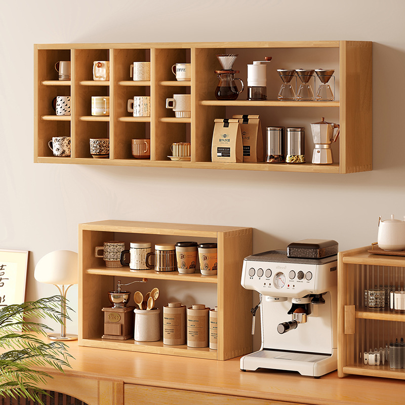 Portavasos de madera maciza Portavasos de pared Portavasos de almacenamiento Taza de café Taza de agua Soporte de exhibición de pared Estante de taza de té