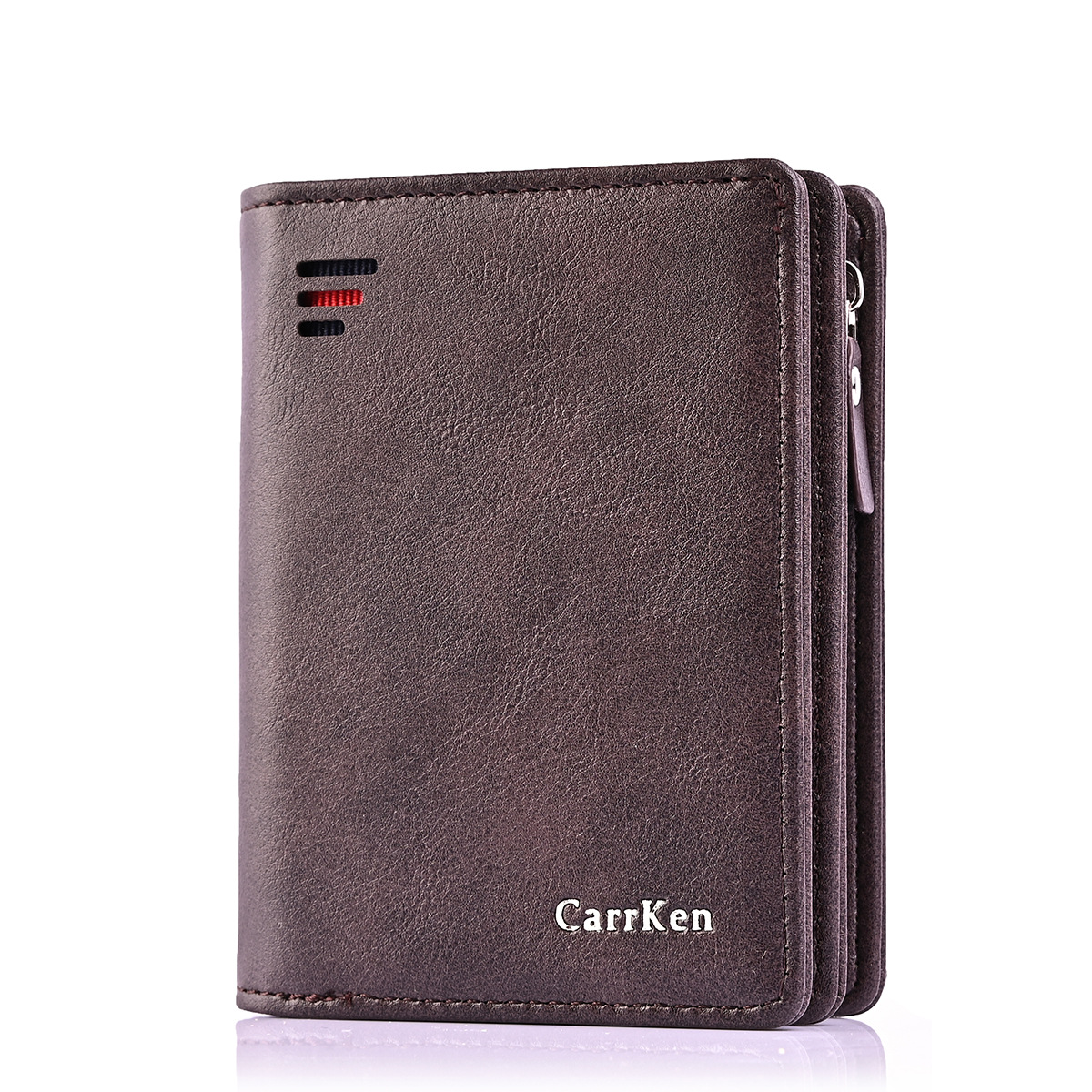 Cartera corta para hombre con cremallera, anti-desmagnetización