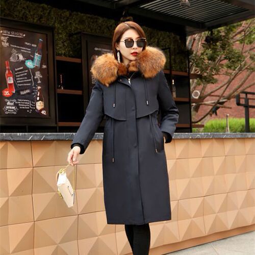 Parker clothes, women's imitation fur, mink fur, inner liner, raccoon fur collar, detachable medium and long over-the-knee coat, thickened outer