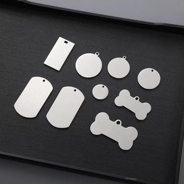 European and American Cross-border Stainless Steel Necklace Military Brand Metal Dog Brand Blank Laser Material Titanium Steel Pendant Necklace Hanging