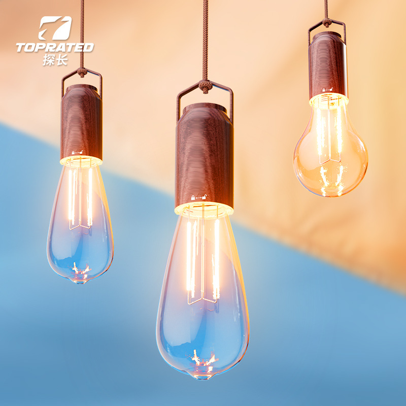 Transfronterizo nuevo retro lámpara de iluminación patio cafe atmósfera de carga cadena de luz camping tienda de campaña cable de luz