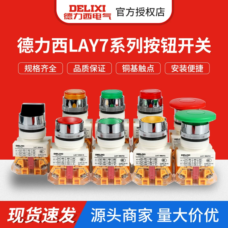 Delixi LAY7-11BN кнопочного переключателя источника питания с легкой самоблокирующейся плоской ручкой нажимного типа