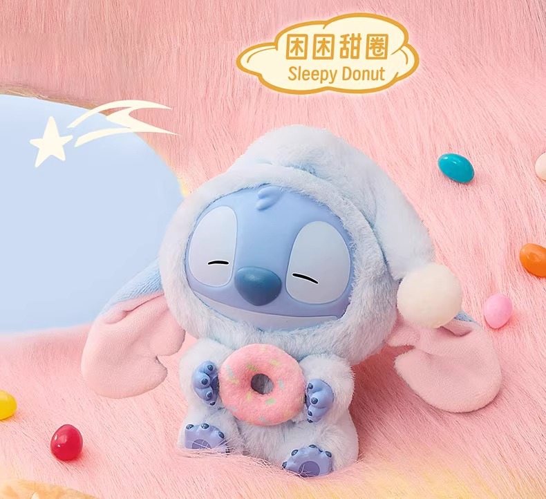 Si Stitch tiene sueño, tiene que comer un bocado. Serie de muñecos de felpa de vinilo, caja ciega, lindos adornos, regalos al por mayor