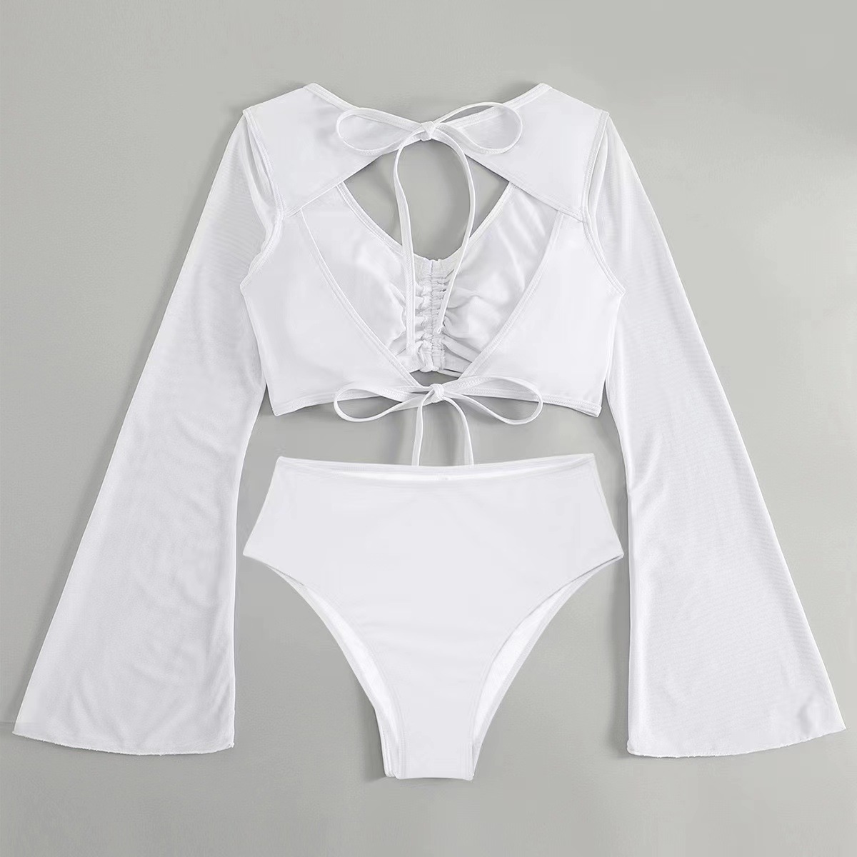 315g Weight Sexy Feel Of Sensation High Waist Panties Waist Briefs Panties Style Polyester Fabric Type 2 Pieces Set Quantity Swimming Pool, Beach Occasion Solid Color Pattern Full Coverage Bra Cup Women's Gender Women's Solid Color 2 Pieces Set Tankinis Swimwear 8