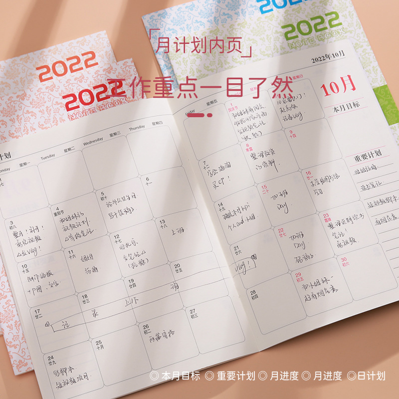 批发2023年工作小秘书大格子记事蒲公英一月一张日历表月计划本自