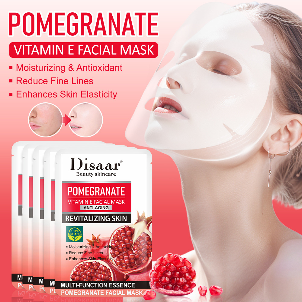 跨境Disaar红石榴面贴膜补水滋润提亮护肤品批发Pomegranate mask