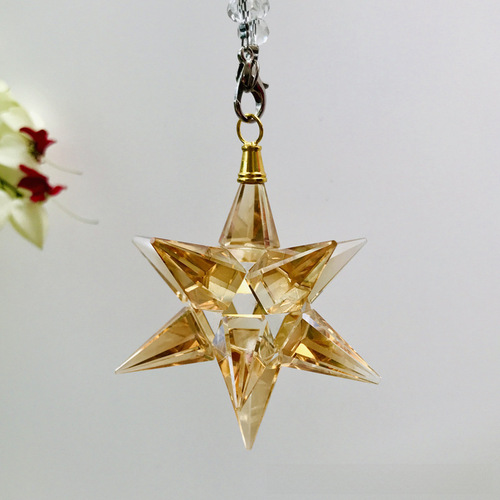 Car Accessories Crystal Snowflake Shooting Star Hammer Car Ornament Creative Men Women Car Interior Decorative Mirror Ornament