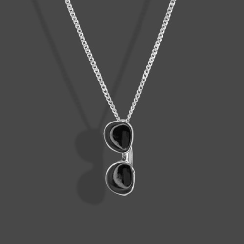 Creative Hip-Hop Necklace Pendant Accessory Titanium Steel Rap Sunglasses Street Versatile Design Korean Japanese Men Women Sweater Chain Trend