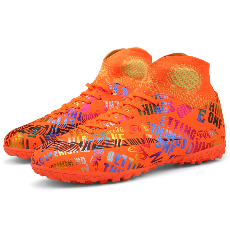 Mandarin Duck mit Neuem Fußball Herren High Top Student Shattered Nail Trainingsschuhe, Kinder Kunstrasen Leder_voghion.com