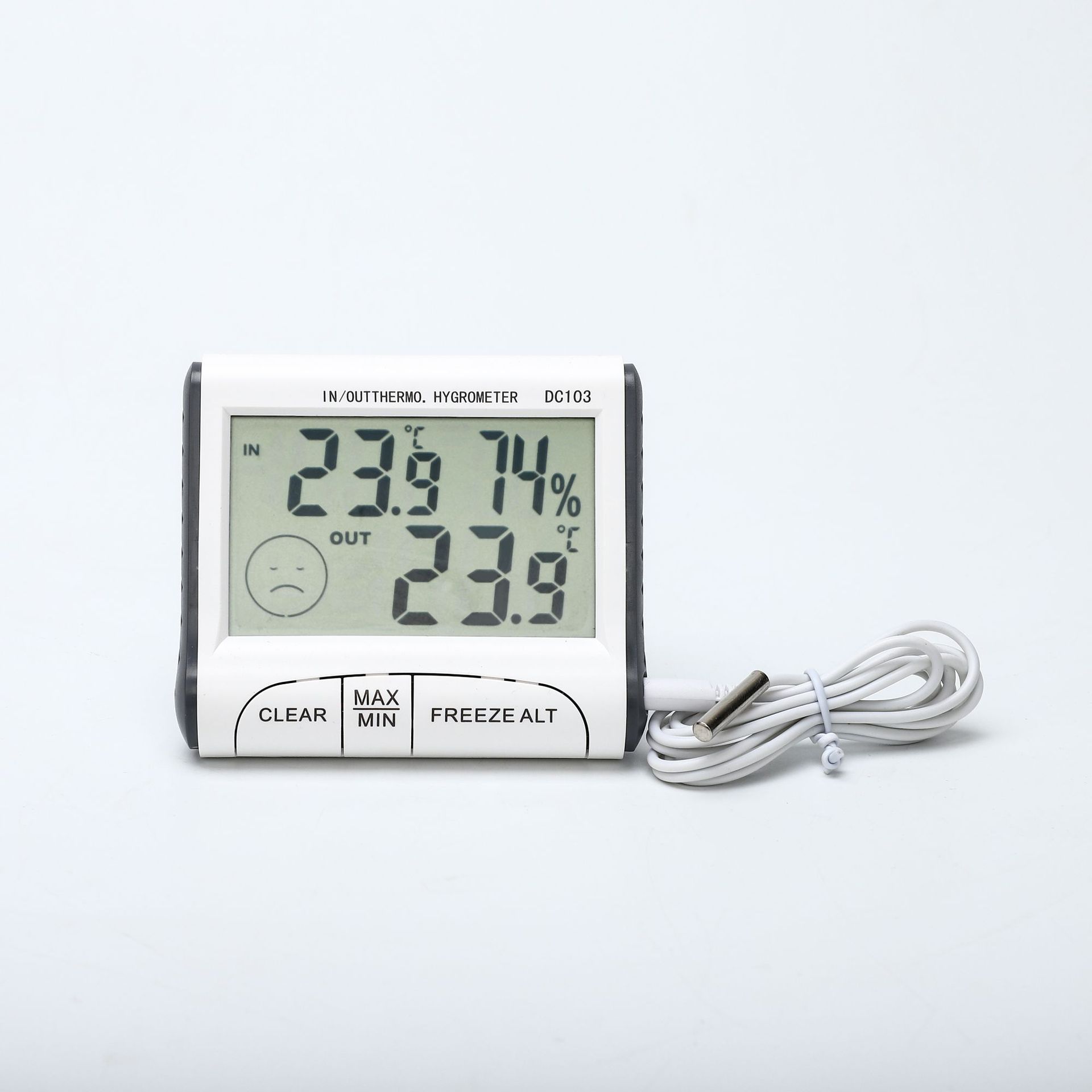 DC103室内室外温度计湿度计带时钟功能 便携式温湿度计