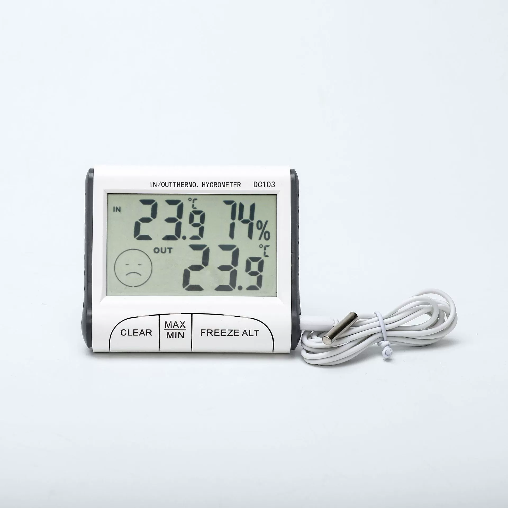 DC103 Крытый наружный термометр с функцией часов Портативный измеритель температуры и влажности