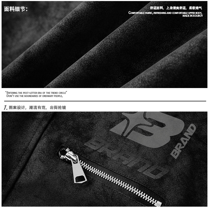 衣品家美式复古字母印花宽松工装夹克男潮牌高智感痞帅棒球服外套|undefined