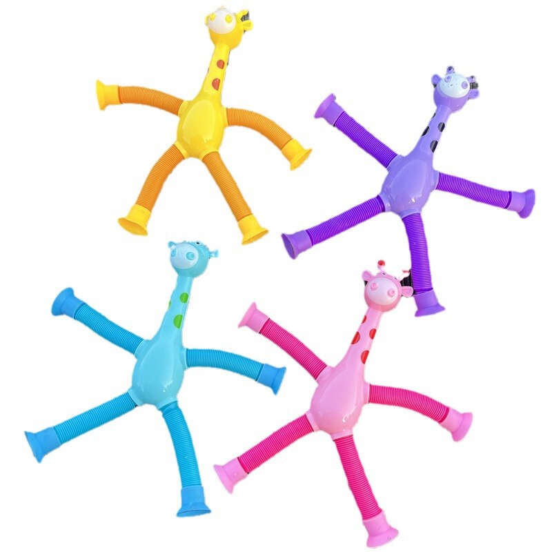 Variety Retractable Giraffe Suction Cup Stretch Tube Cartoon Telescopic Giraffe Puzzle Novelty Decompression Toy Wholesale