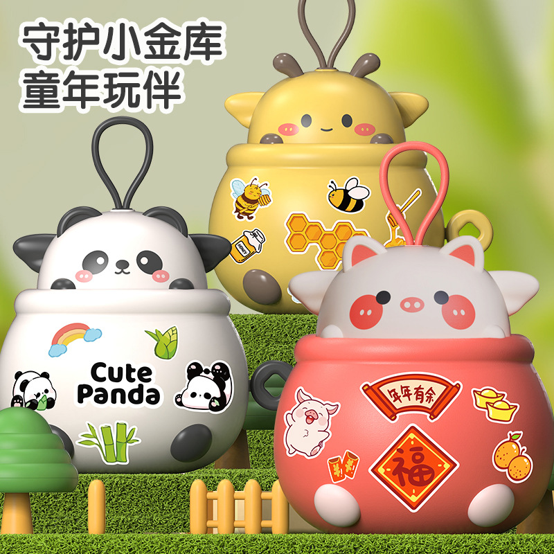 De los niños de dibujos animados Lucky bolsa alcancía juguete gran capacidad caja ahorro con llave DIY adornos hechos a mano