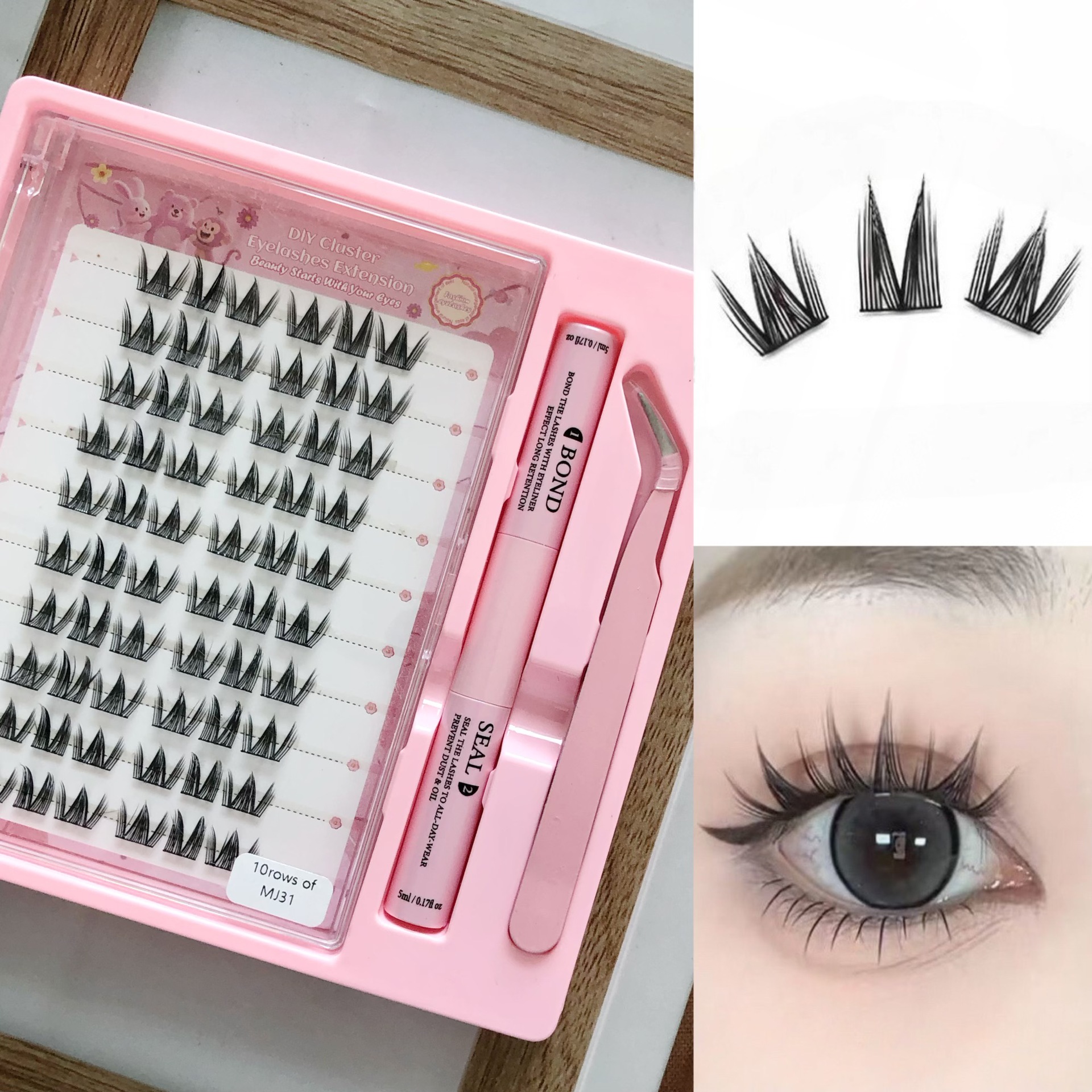 Conjunto de pestañas falsas transfronterizas, pestañas falsas de gato dulce de gran capacidad, ojos de gato dulces, japoneses naturales, lindos.