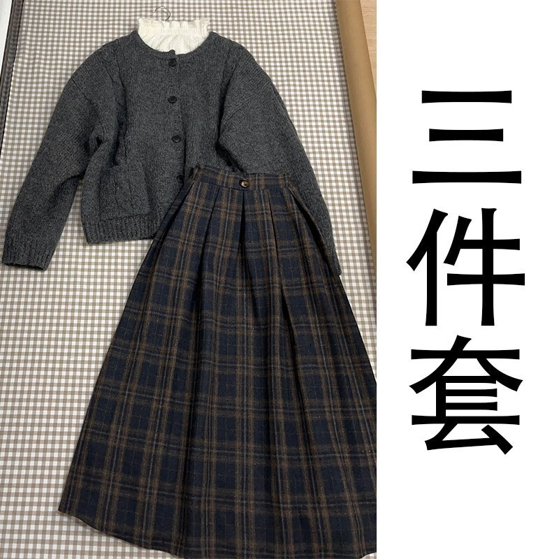 韩系学院风毛衣针织连衣裙子女2025新款深秋初冬季穿搭一整套长裙|undefined