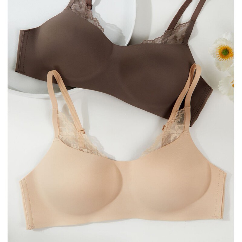 Original Factory 863 - Original Sweet Smooth Lace-Edged Lingerie for Women, Summer Thin Style, Small Chest Push-Up Bra with Cloud-Like Naked Feel
