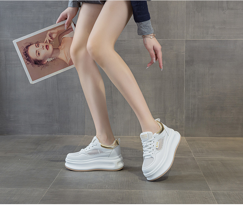 Giày sneaker nữ đế dày da PU trắng phong cách thể thao — Bạc 5056, Vàng 5056 chi tiết 19