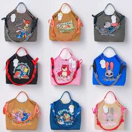 尼克狐史迪仔刺绣花大容量托特包通勤购物袋女生手提旅行包单肩包