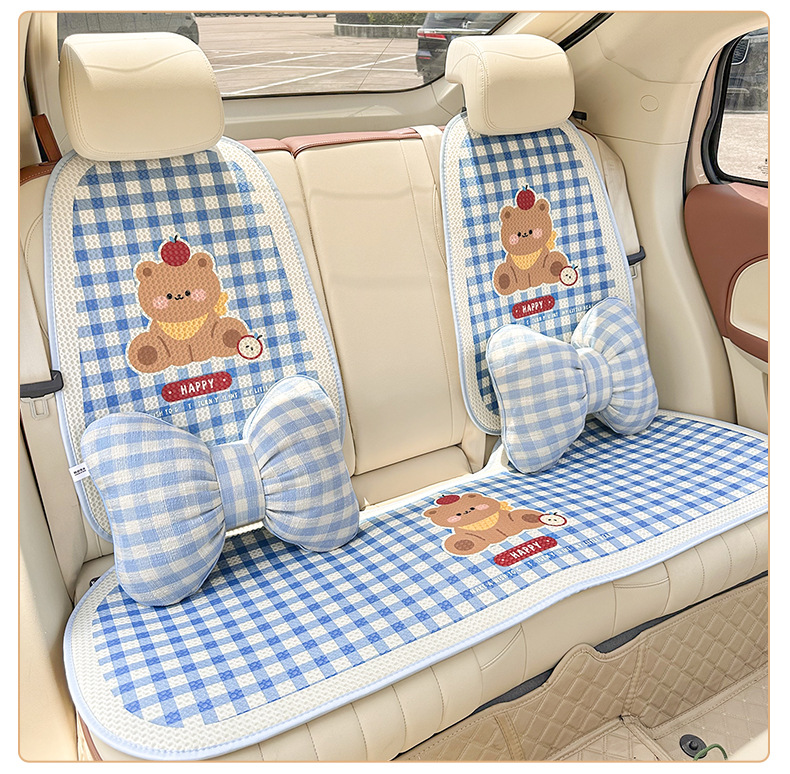 Blue Rain Cartoon Car Seat Cushion Universal for All Seasons Cute Summer Honeycomb Half-Pack Car Seat Cushion Car Seat Cover