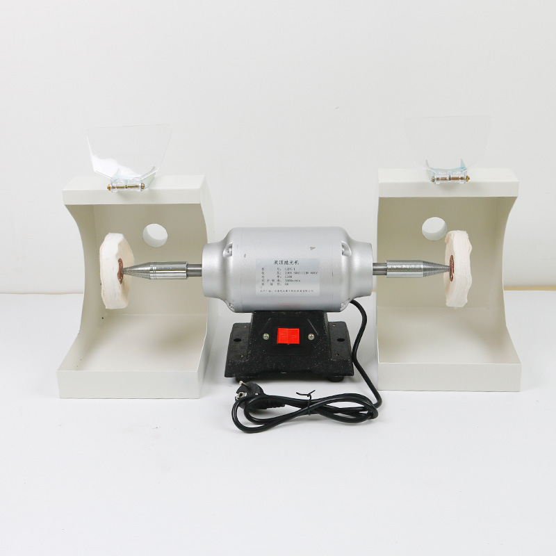 Técnico dental máquina de pulido de doble tapa con rueda de tela máquina de pulido dentadura pulido máquina de pulido de doble cabeza máquina de pulido de soporte de goma