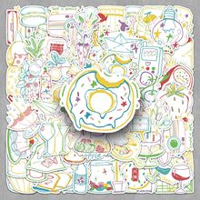 50张原创闲暇时光可爱小清新文艺装饰贴纸冰箱桌面耳机行李箱贴纸