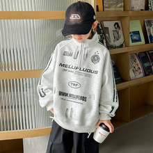 男童秋冬款加绒半高领卫衣2025新款中大儿童冬季上衣男孩冬装潮酷