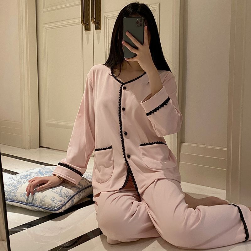 跨境批发德绒睡衣女款秋冬季长袖休闲简约高级感春秋两件套家居服|undefined