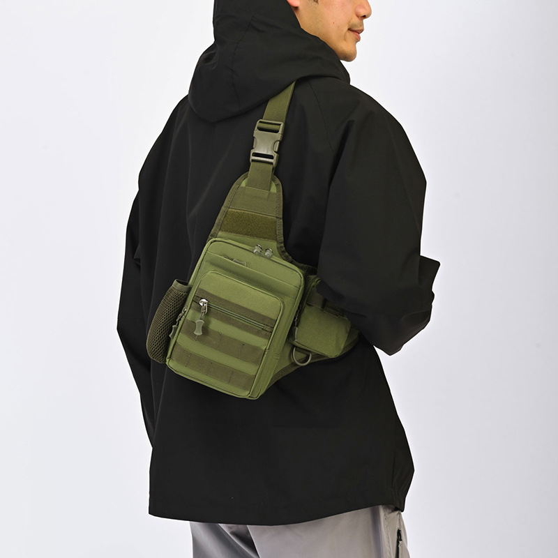 Cross-Border Single-Shoulder Crossbody Bag, Tactical Multi-Functional Sports Chest Bag, Casual Travel Storage Bag, Outdoor Cycling Water Bottle Bag