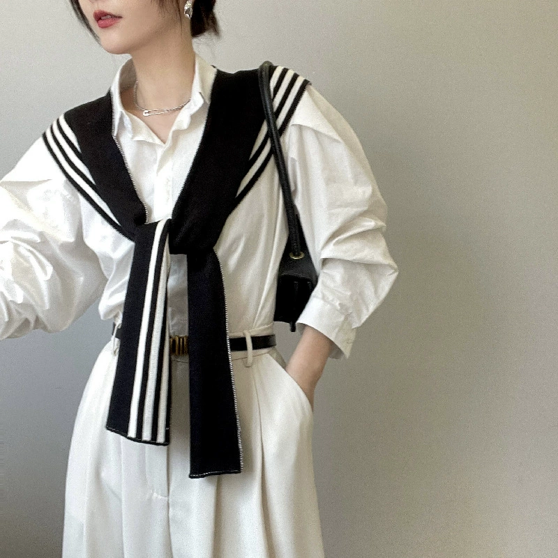 High-end cloak, autumn shirt, knitted keep warm false collar, internet celebrity