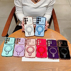 电镀爱心适用三星S25手机壳S24Ultra保护套S23波浪大视窗S22支架