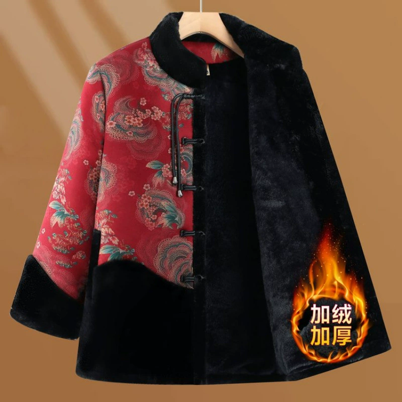 Keep warm fleece winter down jacket for mother, for middle age