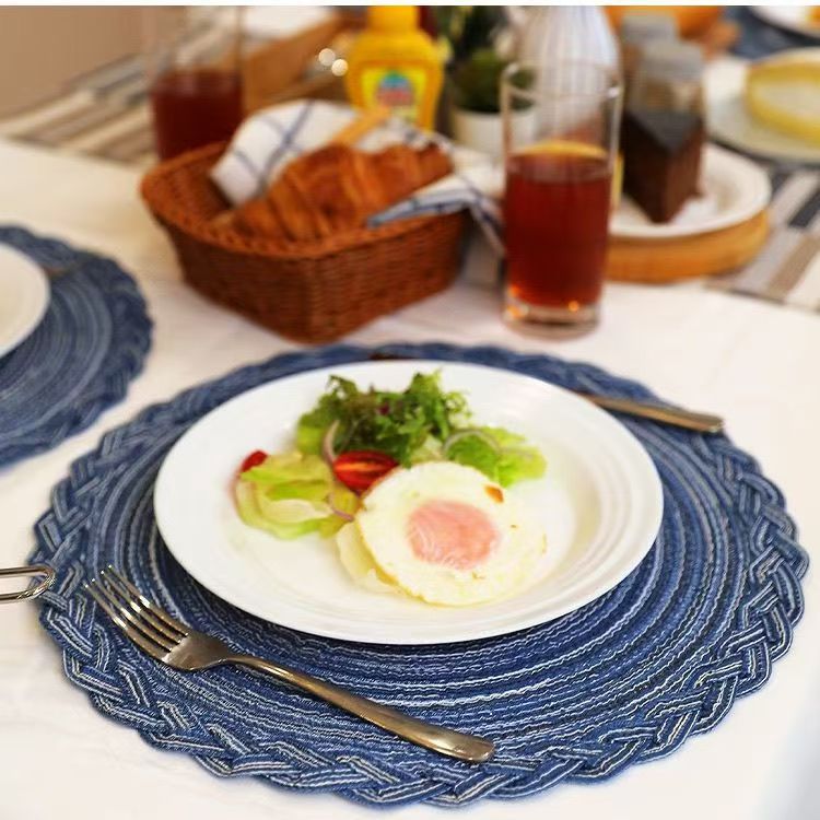 Almohadilla de hilo de algodón de imitación de estilo nórdico, tejido de ramio y mantel de encaje, almohadilla de aislamiento térmico, posavasos decorativos para el hogar