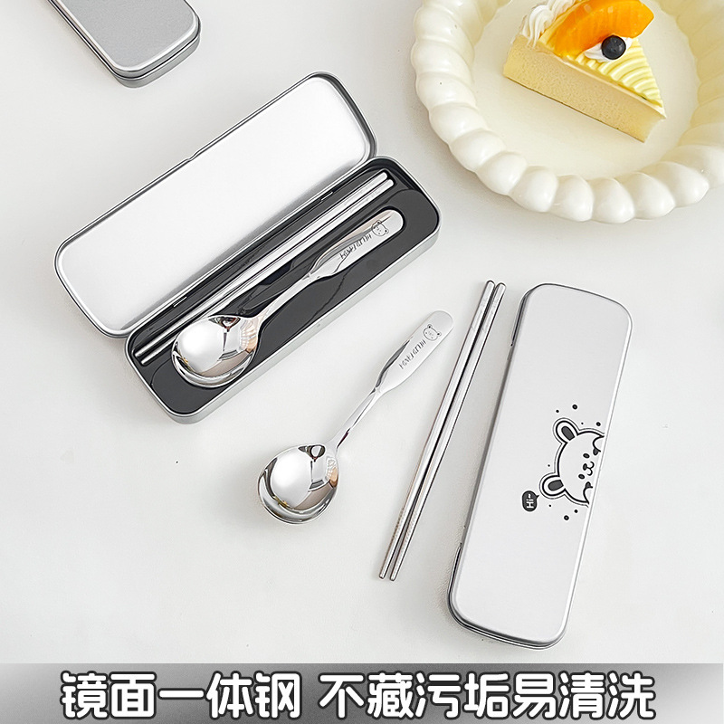 熊家族316携帯食器学生サラリーマン韓国式フォークスプーン箸三点セットアウトドア旅行セットプレゼント|undefined
