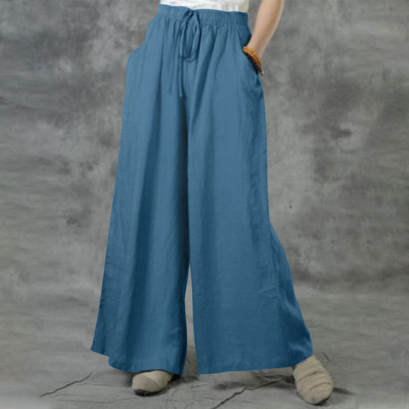 Plus Size High Waist Long Pants For Women Clothing Summer Solid Casual Wide Leg Trousers Fashion Korean Female Clothing_ecoleips.com