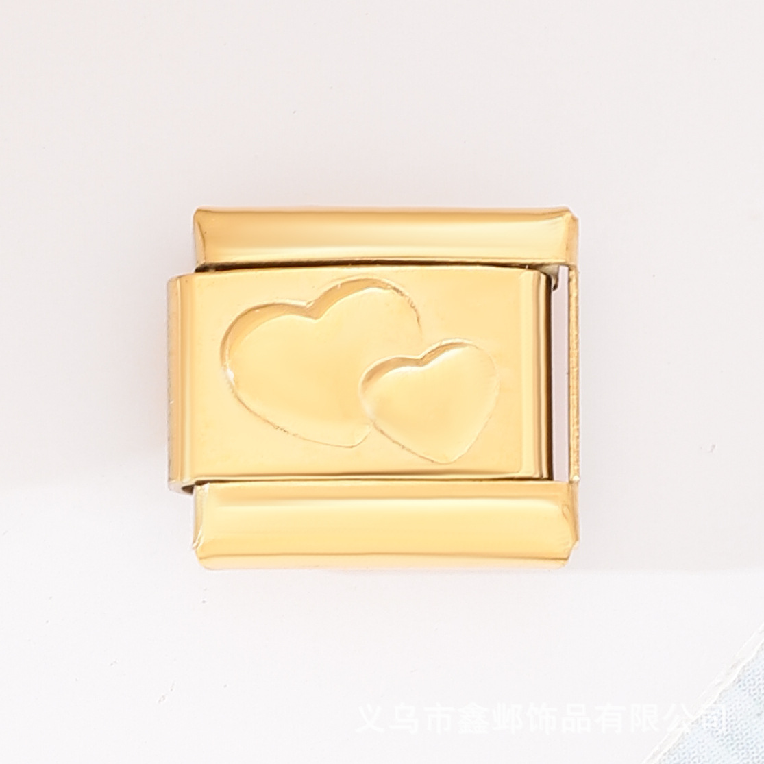 AliExpress Venta caliente DIY9mm módulo pulsera amor corazón doble melocotón corazón joya serie de costura de acero inoxidable pulsera de una sola pieza