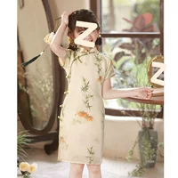 Платье Cheongsam для девочек в древнем стиле династии Хань, новая детская одежда 2025 года, улучшенная новая одежда в стиле шинуазри Guzheng, летняя одежда для выступлений