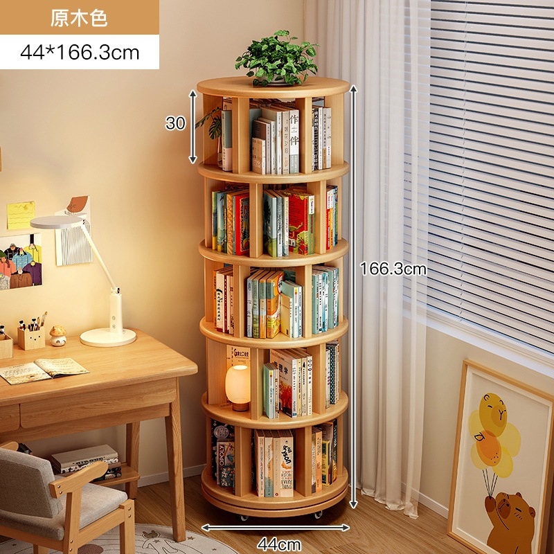 Estante giratorio de madera sólida estante de 360 grados estante de almacenamiento de suelo integrado contra la pared móvil pequeño gabinete estrecho para niños