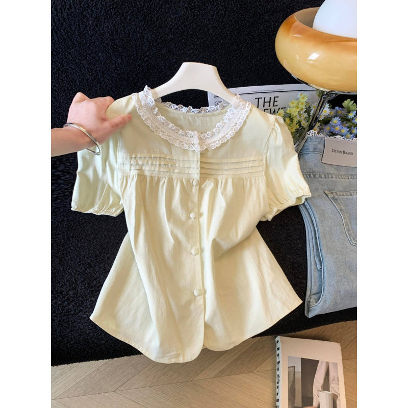 Summer Style High-End, Sweet, Fresh, Lace-Up, Goddess-Style, Age-Reducing Blouse Summer Style High-End, Sweet, Fresh, Lace-Up, Goddess-Style, Age-Reducing Blouse