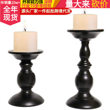 美式烛台烛光晚餐蜡烛杯气氛装饰黑色铁艺烛台工艺品摆件厂家货源