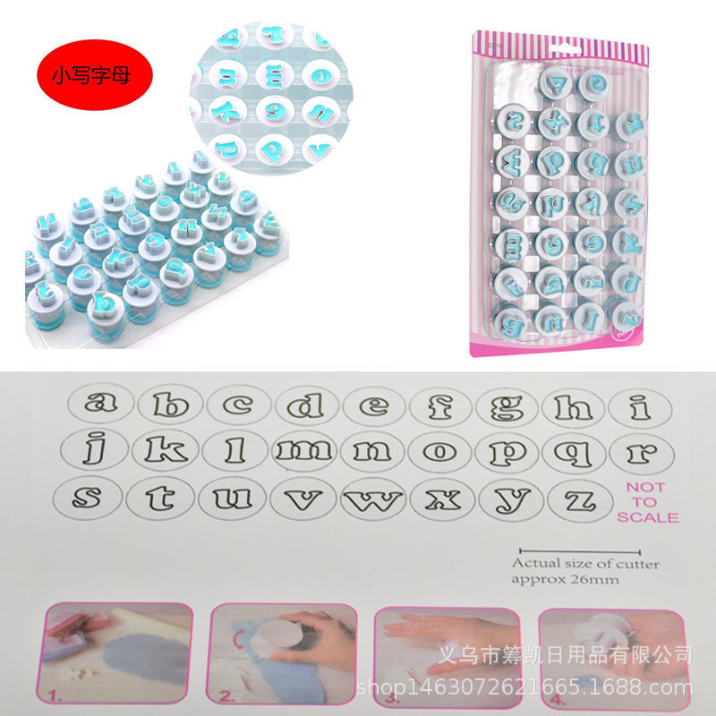 26 unids caso inglés letras números primavera molde de galleta fondant chocolate impresión hornear