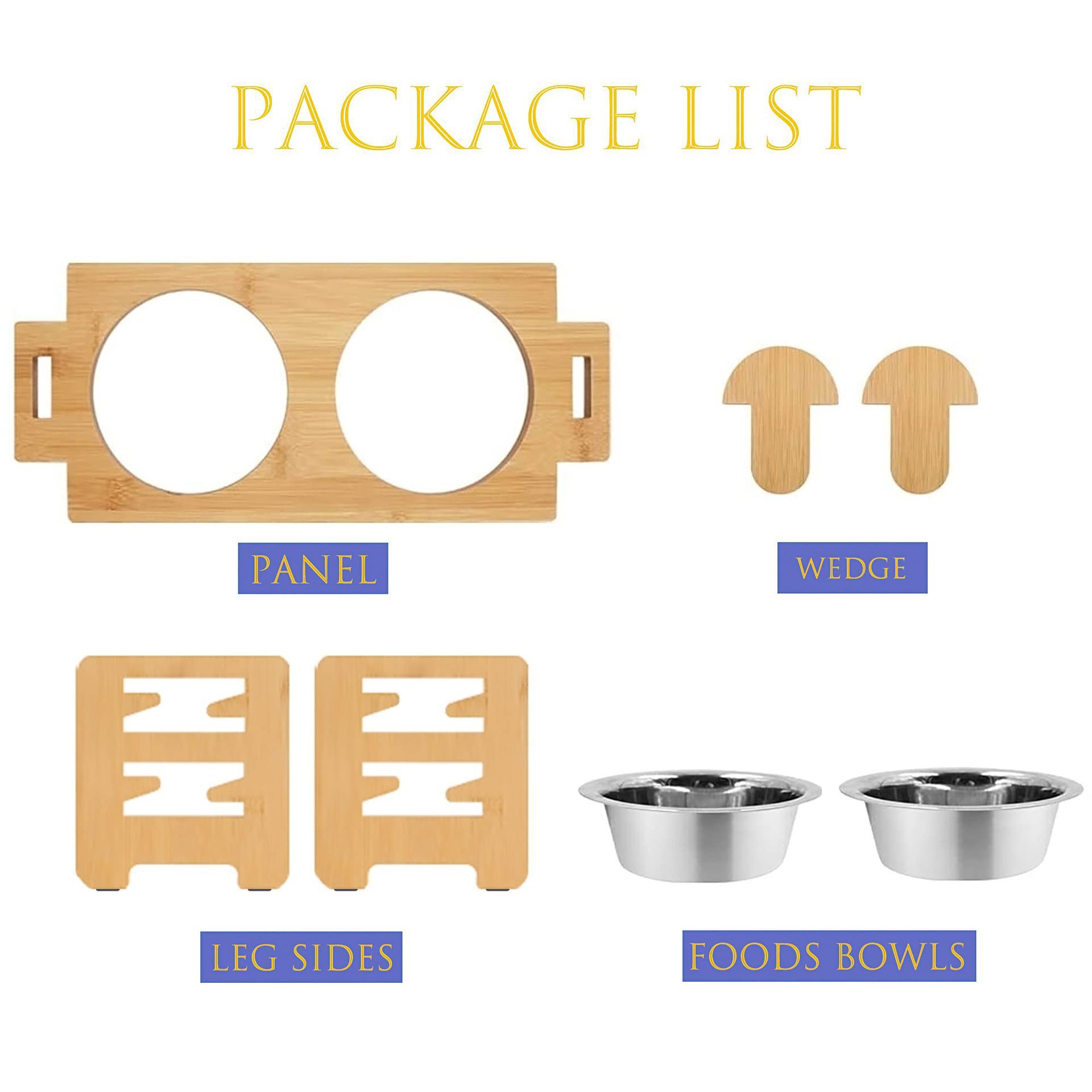 Tabasco de bambú para perros y gatos para mascotas doble tazón de comida para perros pequeños y medianos marco de madera ajustable para perros y gatos protectoras de comida para perros