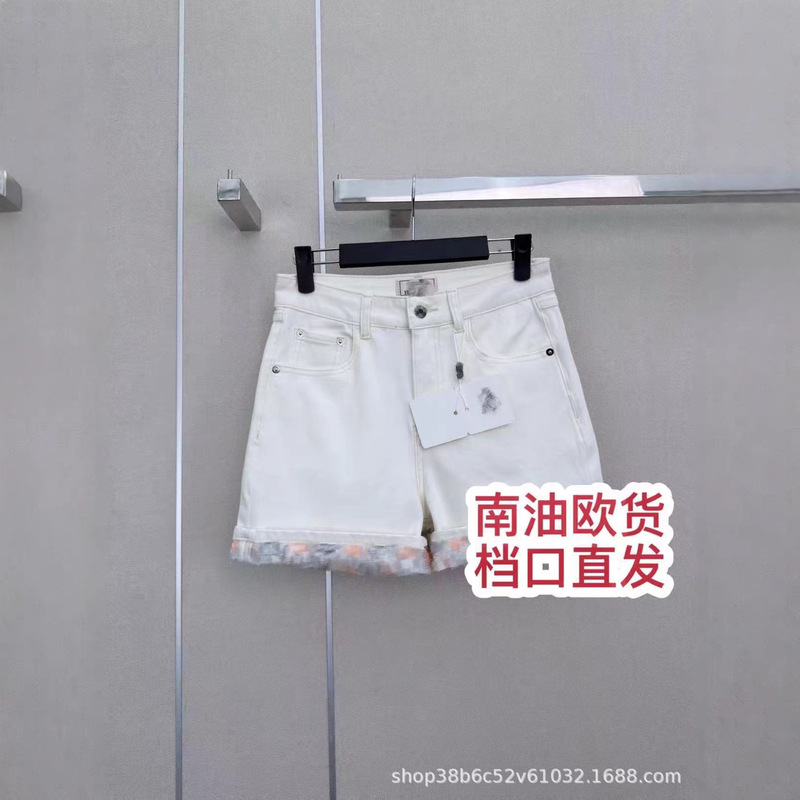 【Nanyou Weimei High-End Women's Clothing】26 New Fashionable Versatile Slim-Fit Color-Blocked Printed Denim Shorts H 【Nanyou Weimei High-End Women's Clothing】26 New Fashionable Versatile Slim-Fit Color-Blocked Printed Denim Shorts H