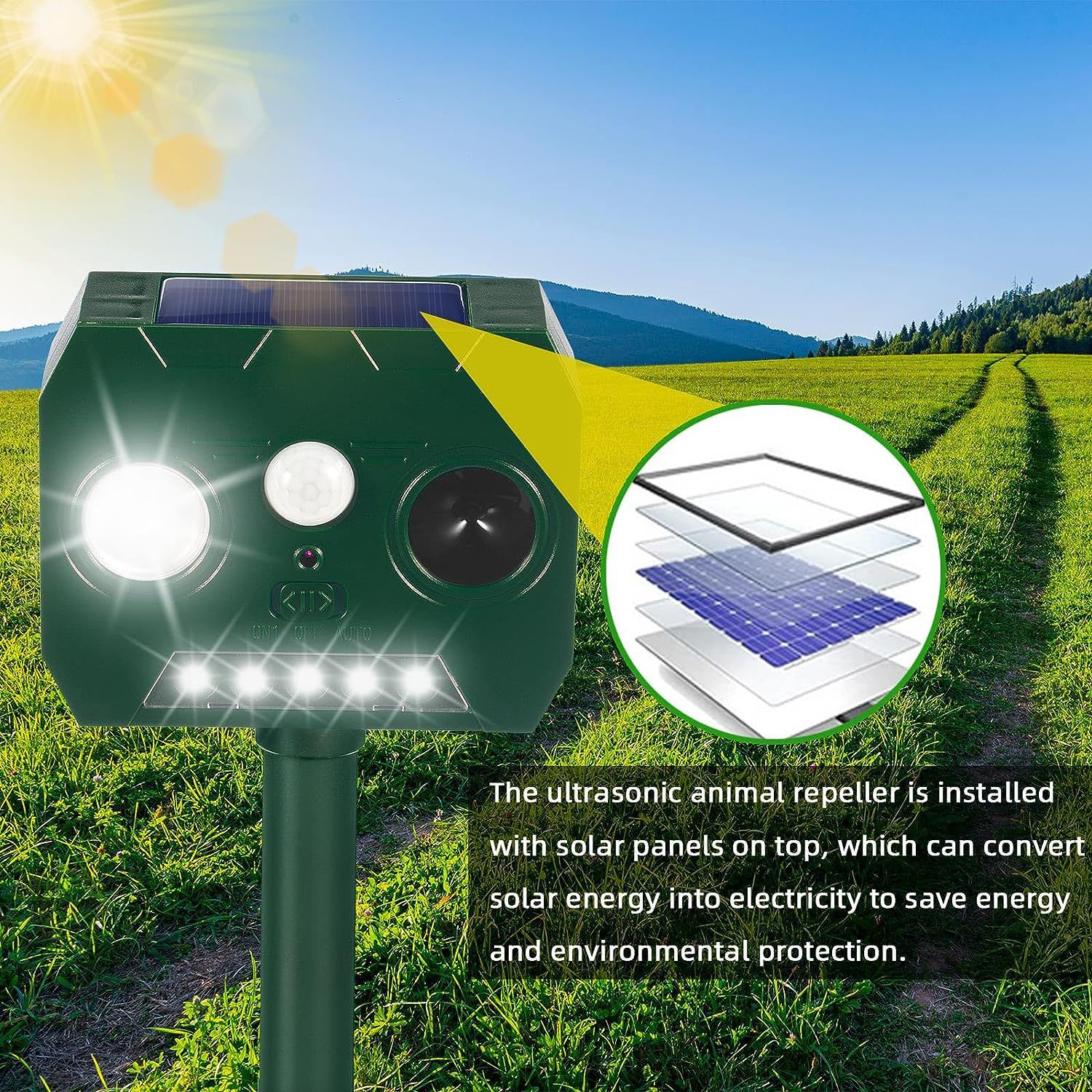 太陽能動物驅趕器戶外超聲波驅鼠器電子驅蟲流浪貓狗廠家直批代發