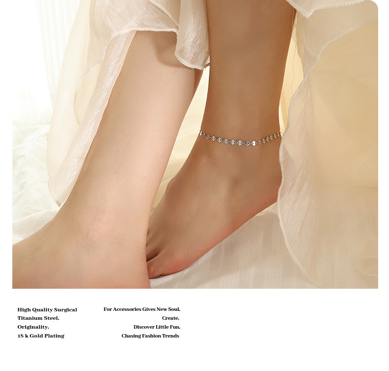 Simple Style Rhombus Stainless Steel Anklet display picture 3