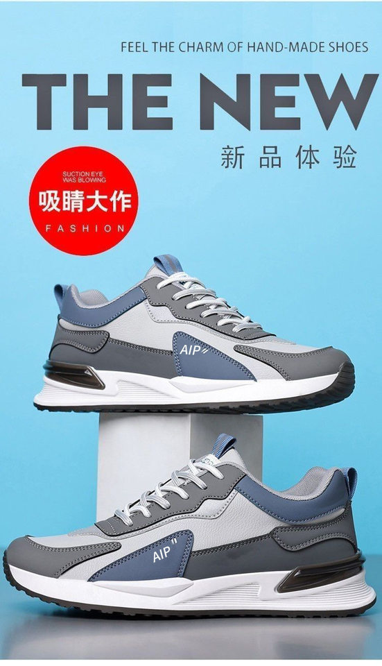 Giày thể thao nam cổ thấp dây buộc, đế EVA nhẹ, gót thấp 1–3 cm, phối màu, kiểu mới thu đông — Màu trắng, Màu xám, Màu đen chi tiết 1