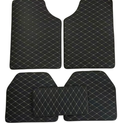 Floor Mats, Universal Pvc Leather: Universal Foot Pad - black-gold-thread-the-weight-of-a-single-set-is-about-500-550-grams