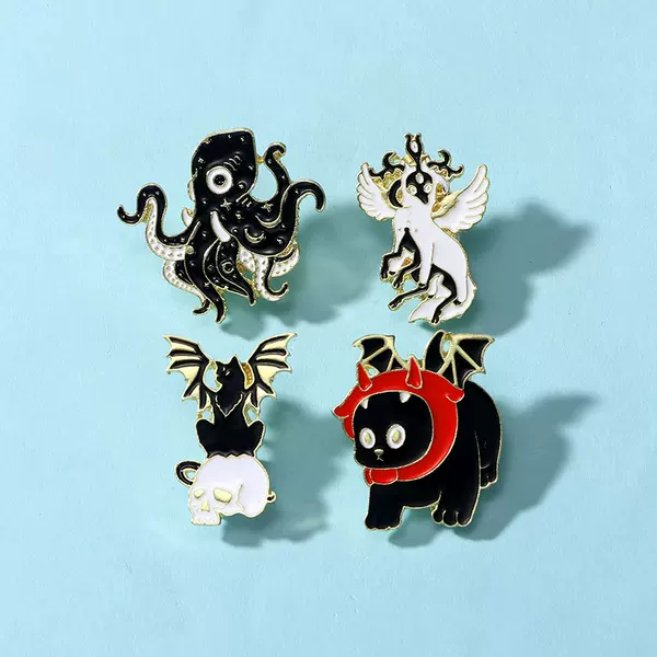 Halloween Badge Dark Wind Octopus Tianma Skull Demon Clothes Decoration Accessories Baked Alloy Brooch